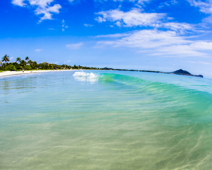 Kailua Beach waves, emerald blue waters and white sand beaches.